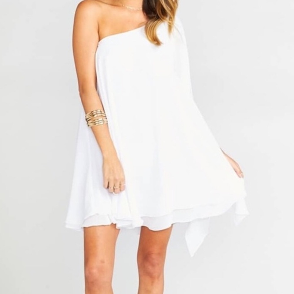 Show Me Your Mumu Zsa Zsa White One Shoulder Dress